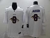 Nike Ravens 8 Lamar Jackson White Shadow Logo Limited Jersey,baseball caps,new era cap wholesale,wholesale hats